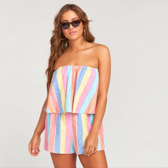 Show Me Your MuMu Pants - Show Me Your Mumu Rainbow Striped Romper